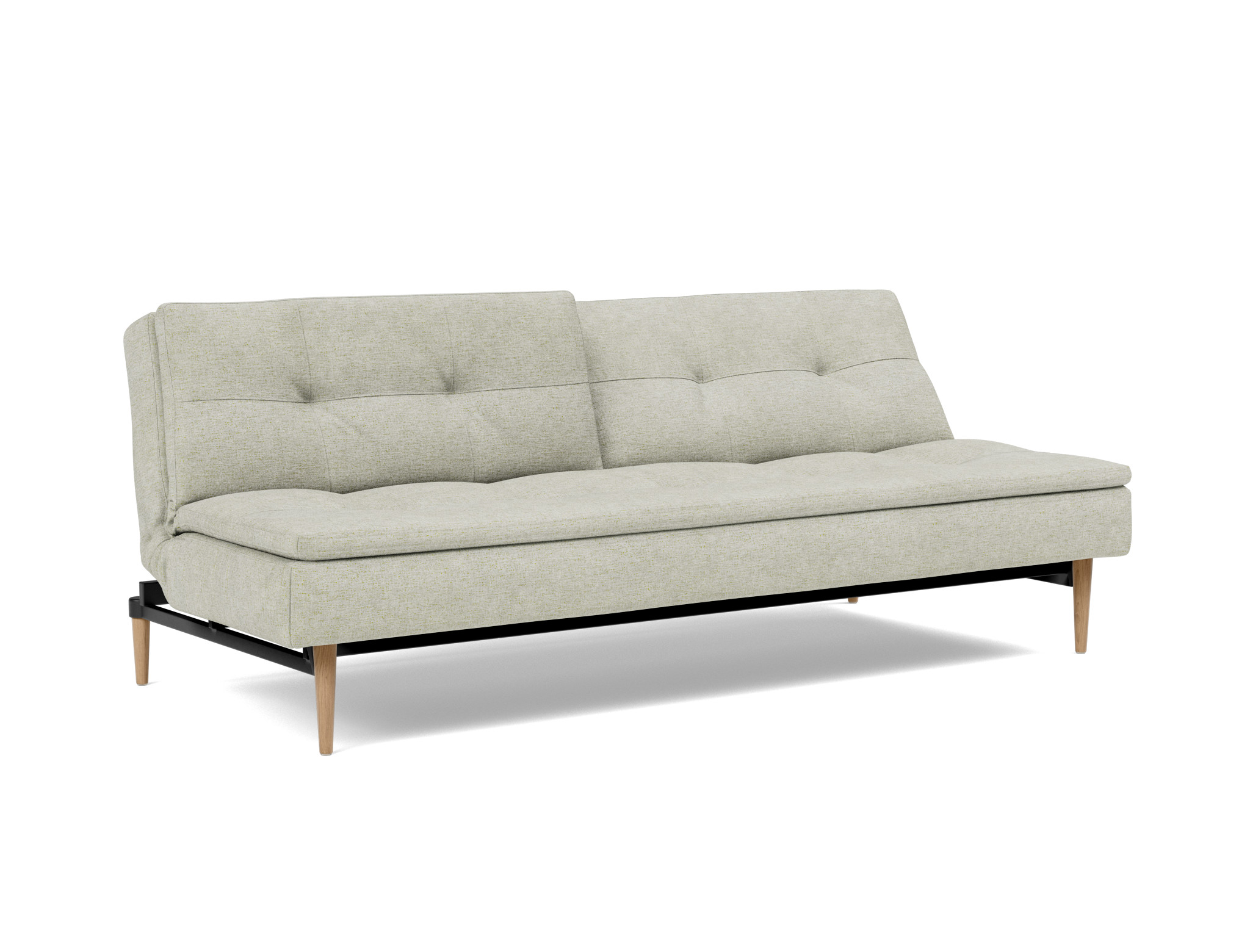 Schlafsofa Dublexo Flachgewebe Avella 280-Sand Beine Styletto Eiche hell