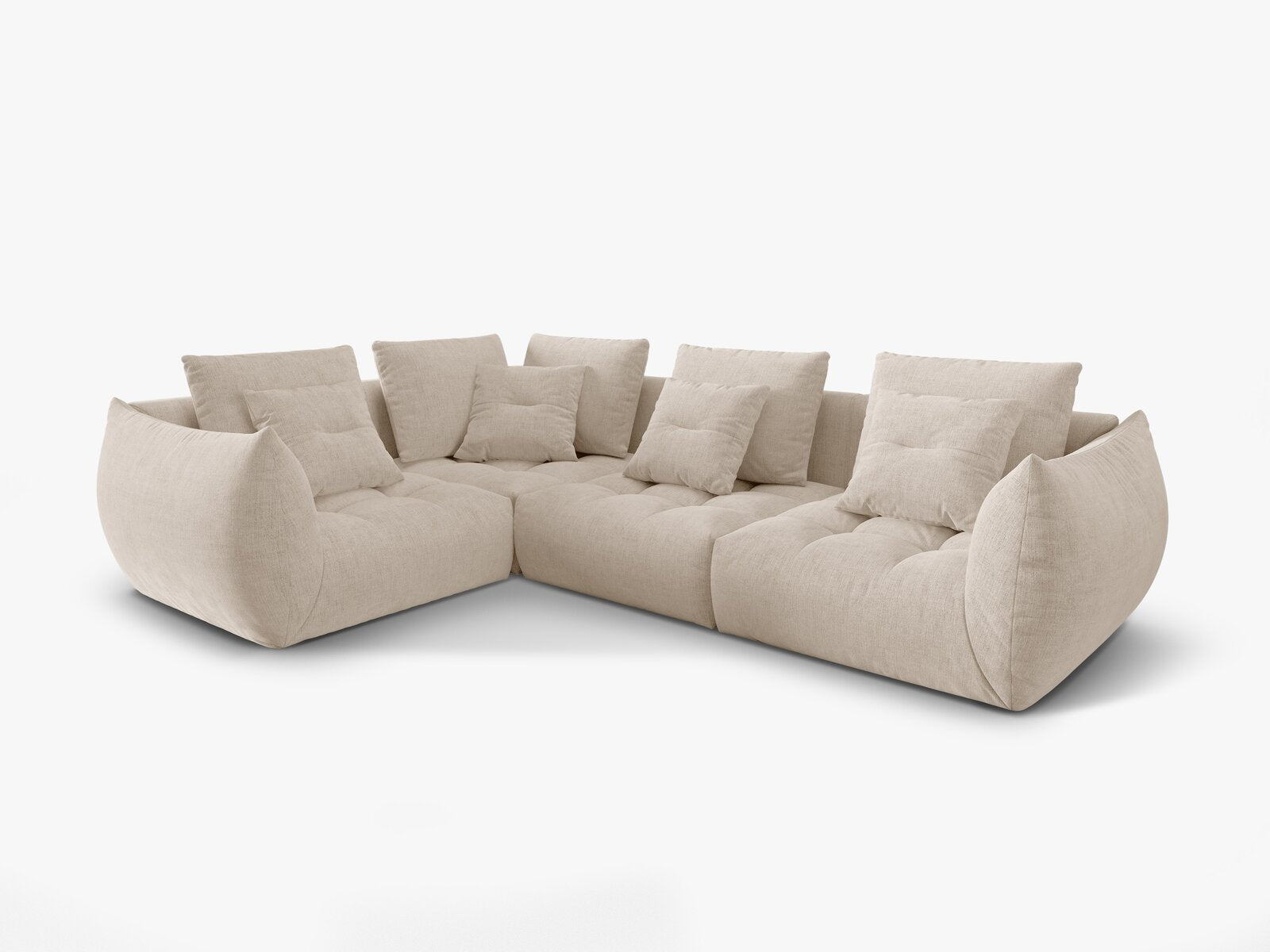 Micadoni Ecksofa Bloom 4-Sitzer Strukturierter Stoff Wind Helles Beige Links