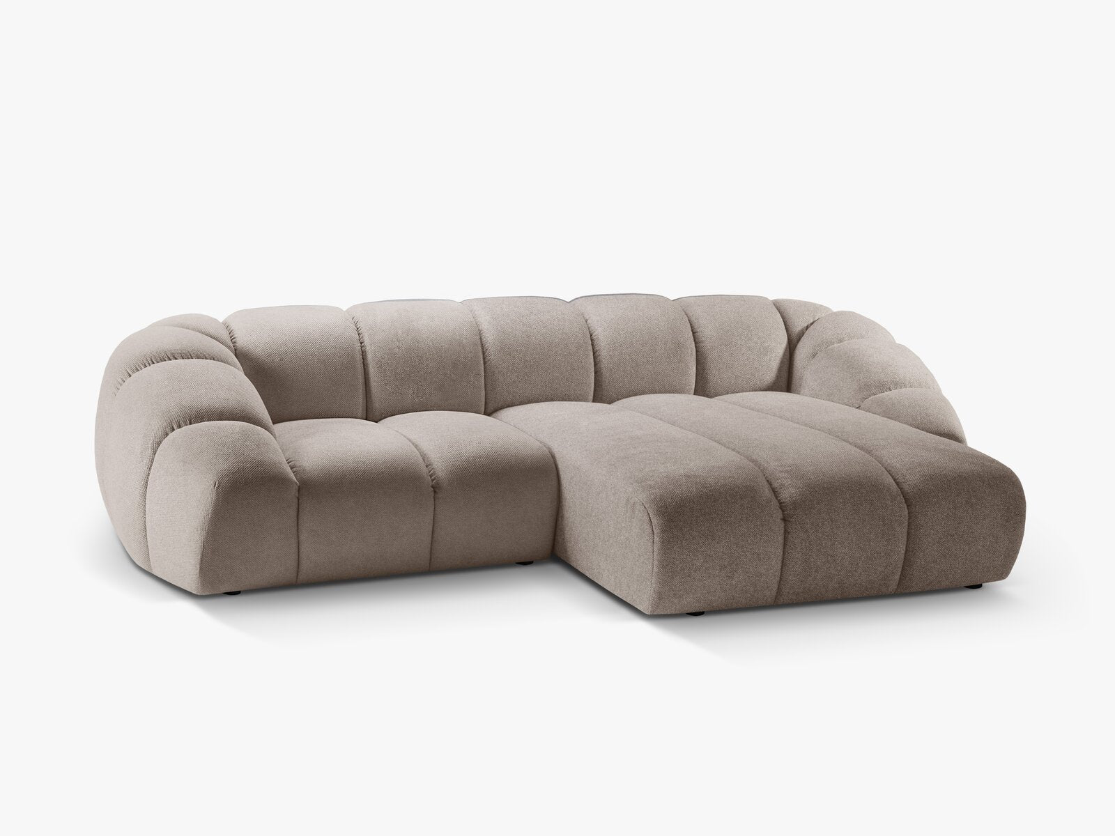 Micadoni Ecksofa Diana 3-Sitzer Rechts Strukturierter Samt Bubble Dunkelbeige