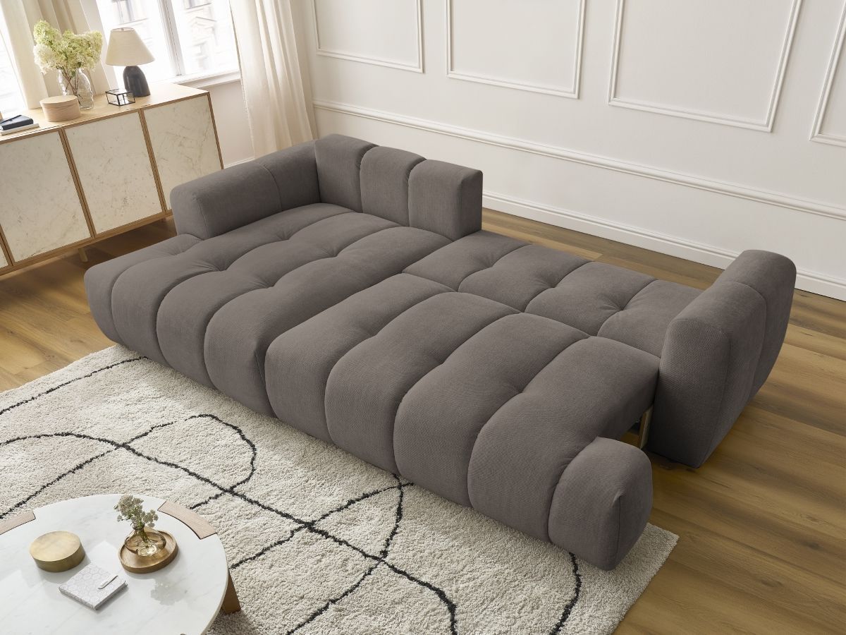 Bobochic Fuji Ecksofa mit Schlaffunktion und Bettkasten 292 × 160 cm Stoff Taupe Ecke links