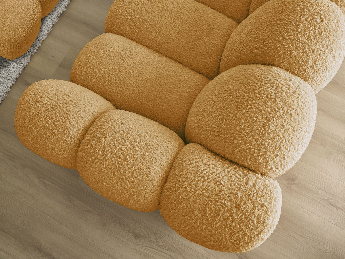 Bobochic Hippolyte Sofa 3-Sitzer mit Pouf Bouclé-Stoff Gelb