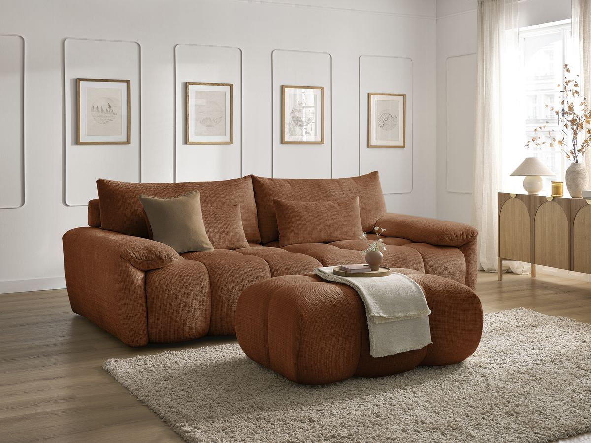 Bobochic Ivane Sofa 4-Sitzer Strukturstoff Orange