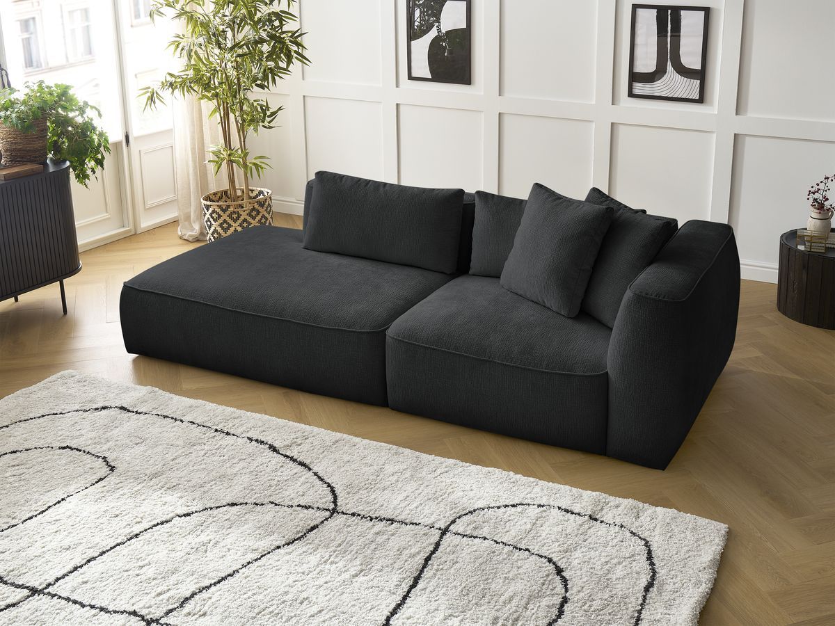 Bobochic Leopold Sofa 3-Sitzer Strukturstoff Schwarz Armlehne rechts