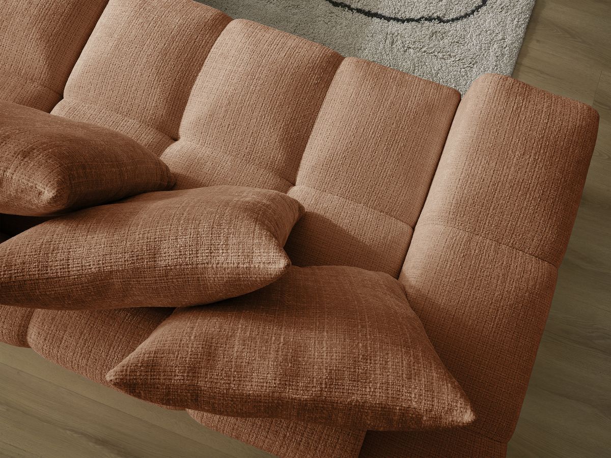 Bobochic Anakin Schlafsofa 3-Sitzer mit Bettkasten, 6 Kissen Strukturstoff Orange