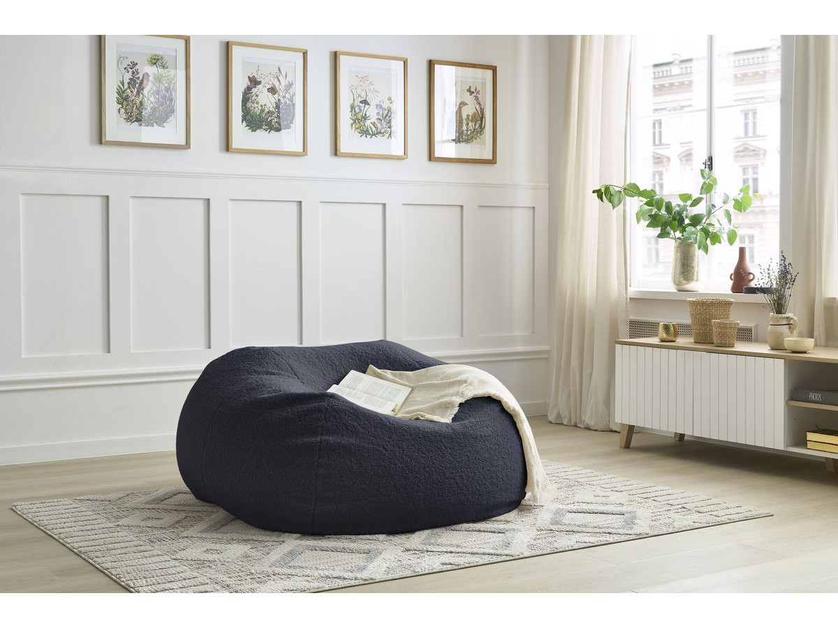 Bobochic Meribel Pouf Bouclé-Stoff Dunkelblau