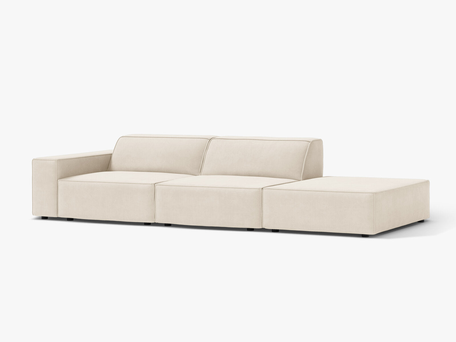Micadoni Sofa Jodie 3-Sitzer Rechts Samt Bluvel Helles Beige
