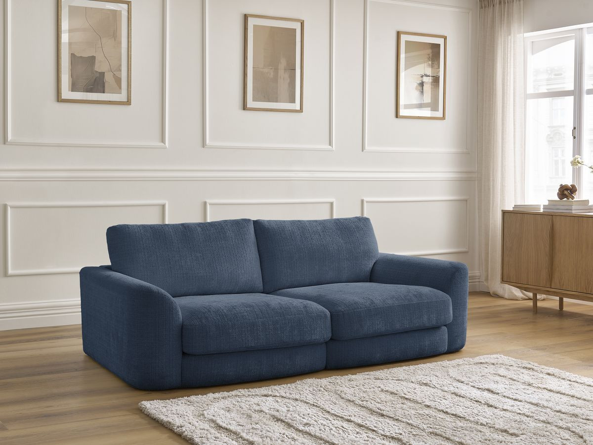 Bobochic Leonore Sofa 3-Sitzer Strukturstoff Dunkelblau