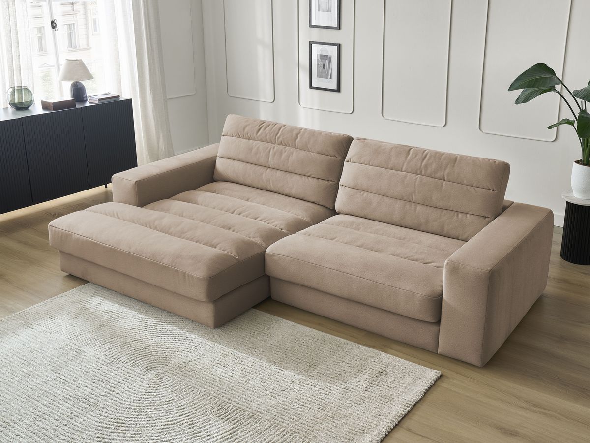 Bobochic Sierra Ecksofa Samt Taupe Ecke links