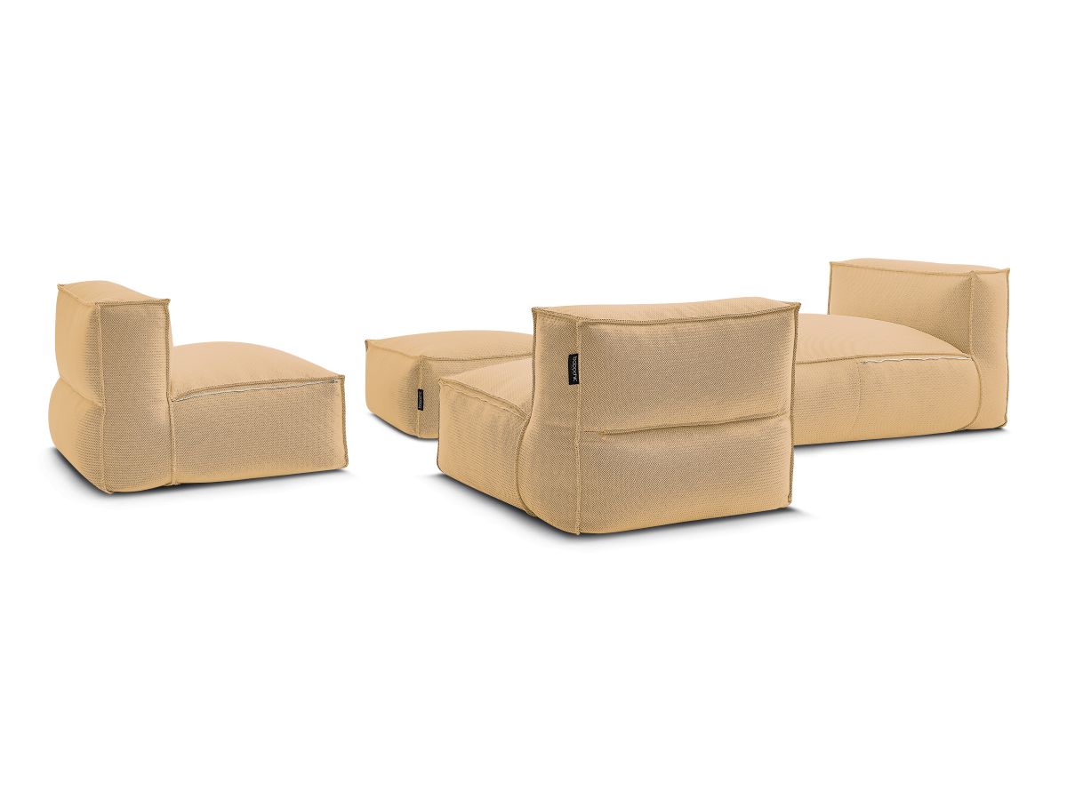 Bobochic Biarritz Gartensofa 4-Sitzer mit Pouf 252 × 168 cm Melange-Stoff Orange