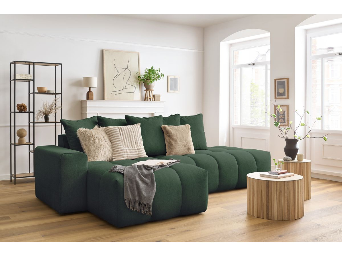 Bobochic Mont-blanc Ecksofa Melange-Stoff Grün Ecke links
