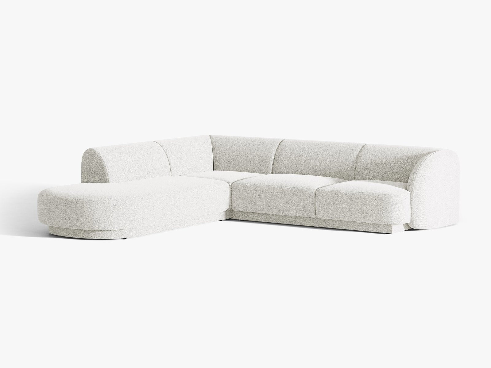 Micadoni Ecksofa Miley 6-Sitzer Links Boucle Baloo Weiß