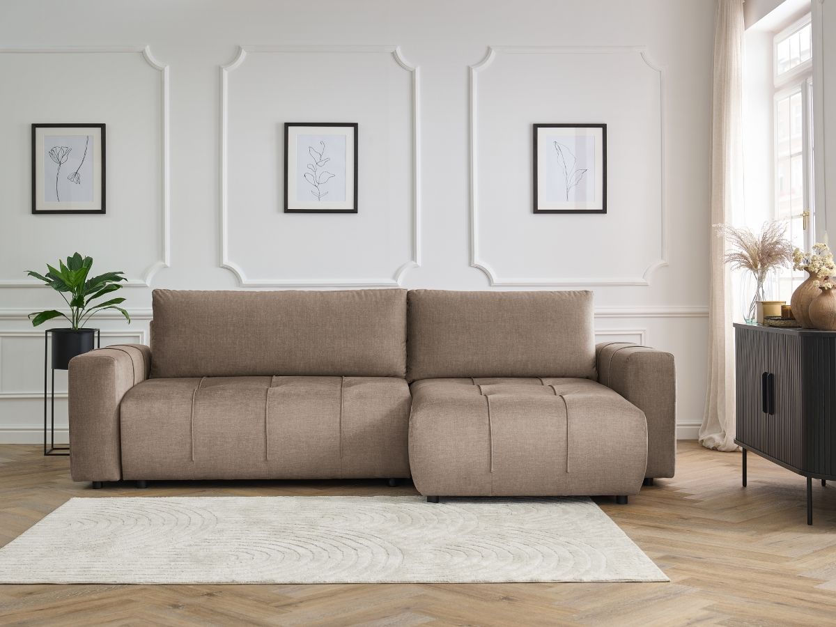 Bobochic Arsene Ecksofa mit Schlaffunktion und Bettkasten 288 × 148 cm Samt Taupe