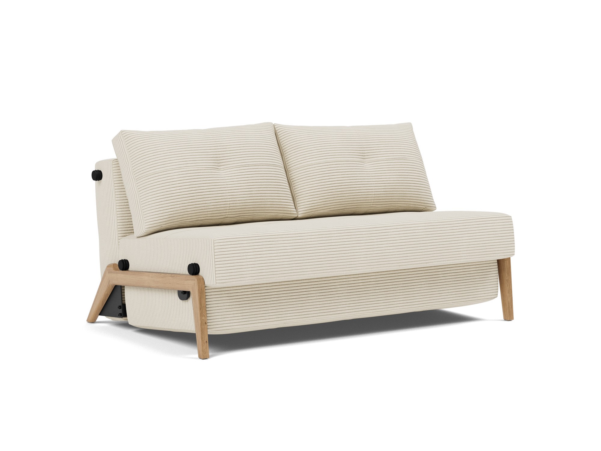 Schlafsofa Cubed 140 Kord Corduroy 594-Ivory Beine Eiche