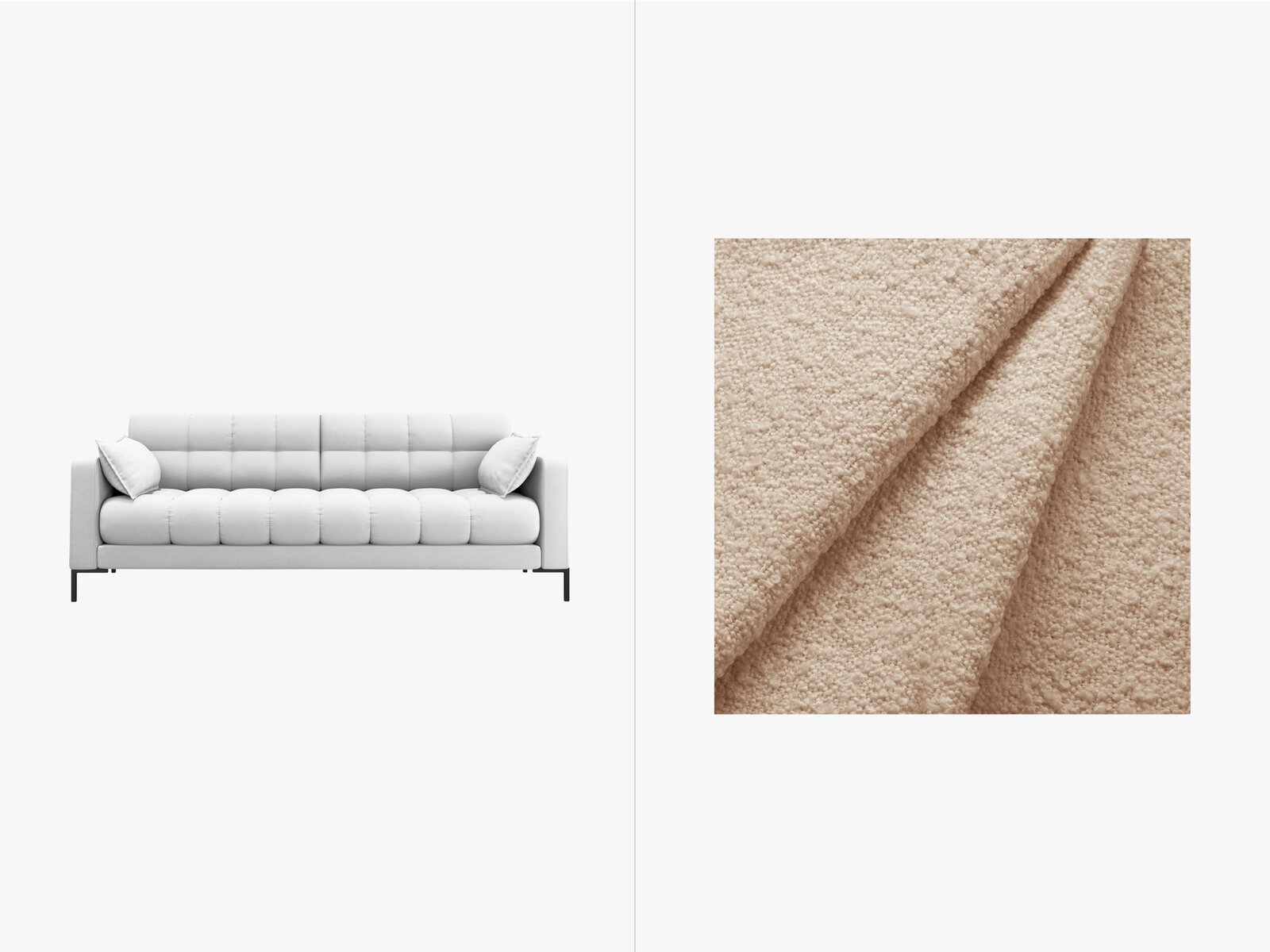 Micadoni Sofa Mamaia 3-Sitzer Boucle Baloo Beige schwarze Beine
