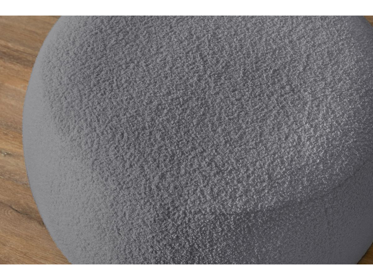 Bobochic Envy Pouf, rund Bouclé-Stoff Dunkelgrau