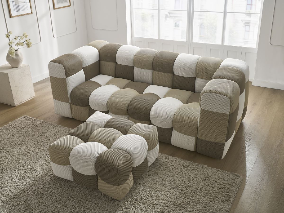Bobochic Cloud Sofa 4-Sitzer mit Pouf Mesh-Stoff Mehrfarbig