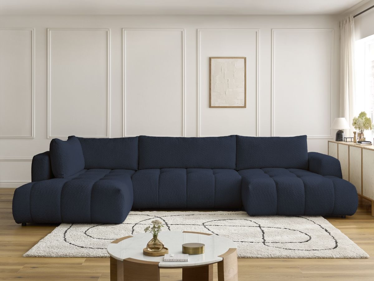 Bobochic Fuji Wohnlandschaft Bouclé-Stoff Dunkelblau Ecke rechts