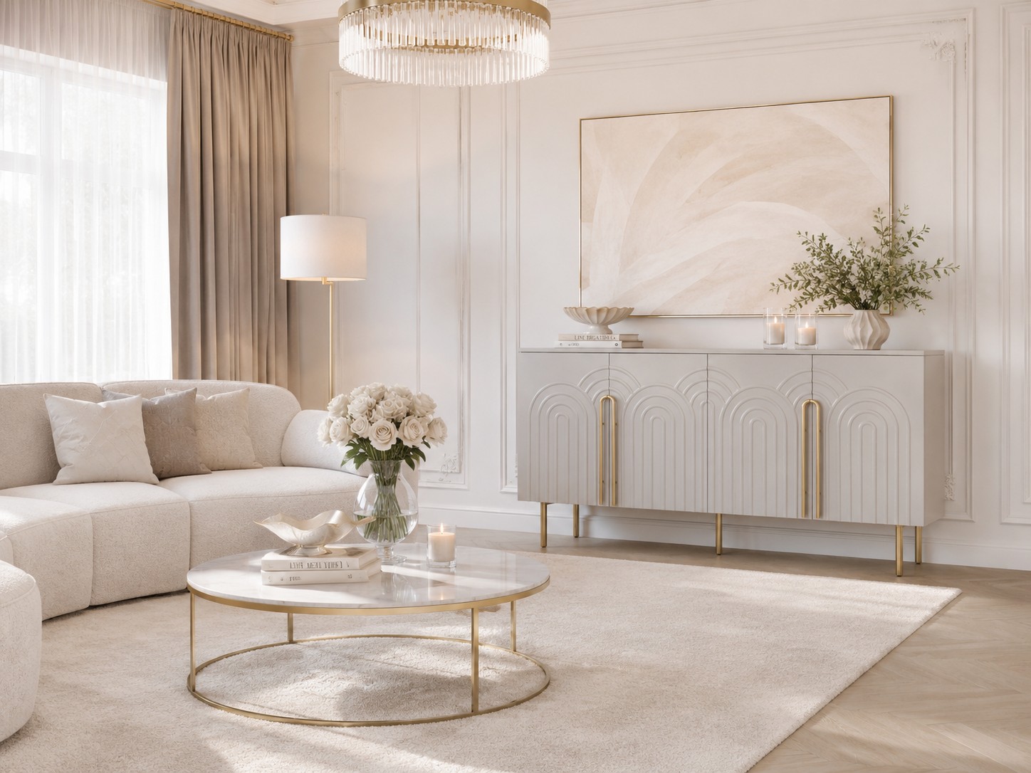 Livin Hill Sideboard Stilig, Beine Hellgrau/Goldfarben