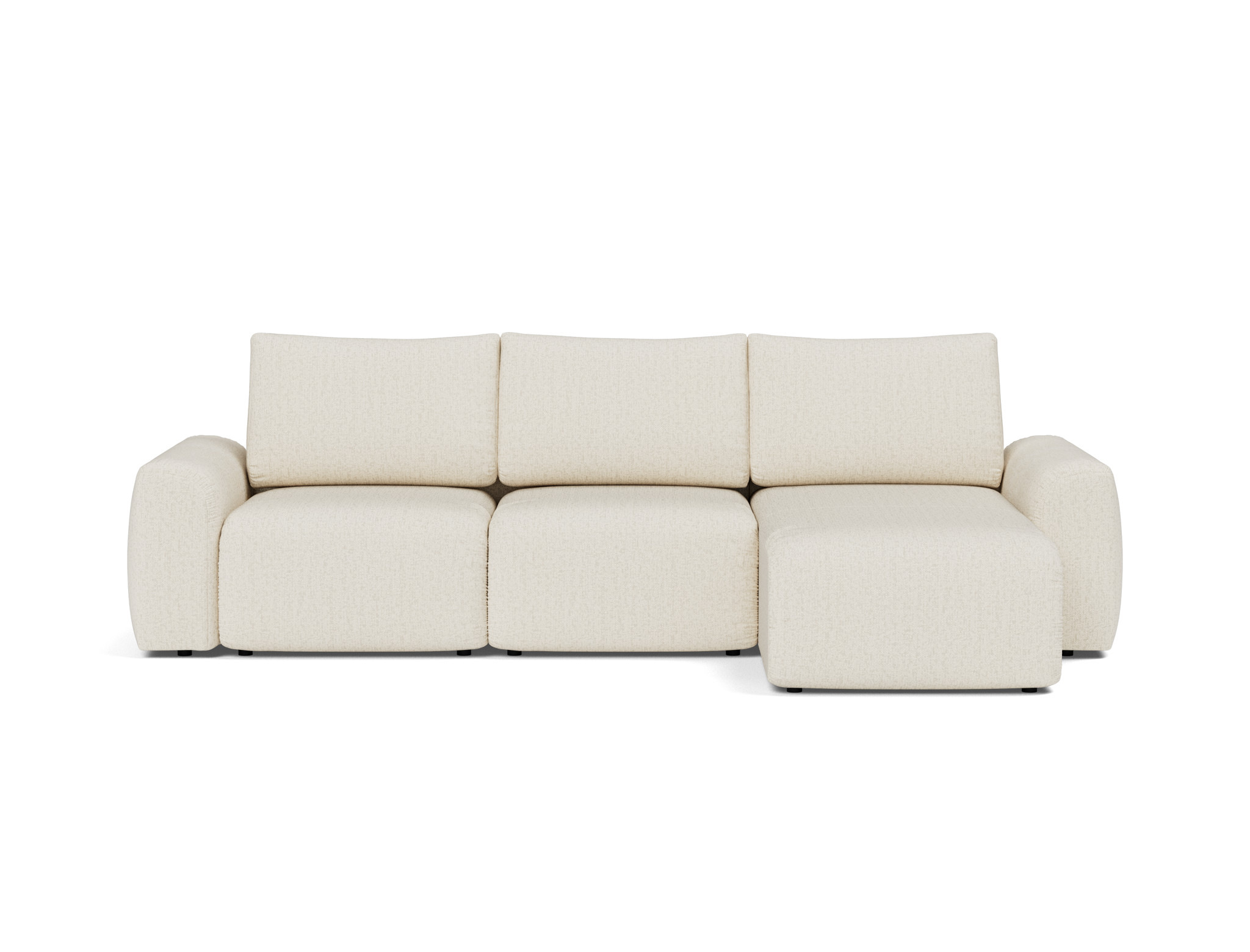 Schlafsofa Norum mit Chaiselongue und Chunky-Armlehnen Boucle Skandi 531-Off-White