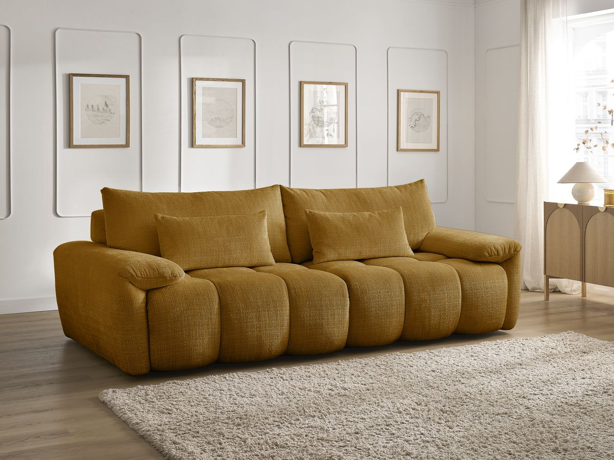 Bobochic Ivane Sofa 3-Sitzer Strukturstoff Gelb