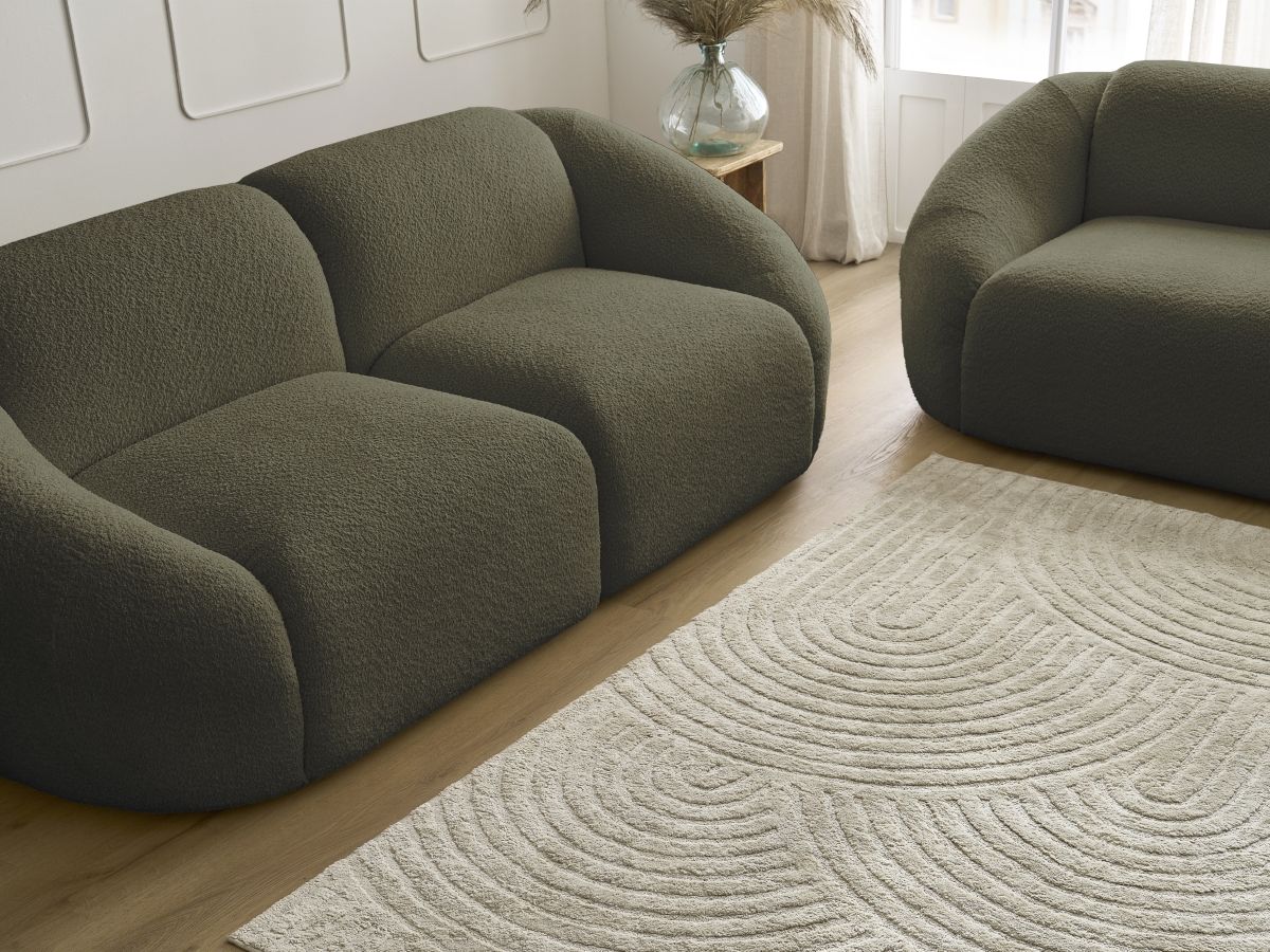 Bobochic Tina Sofa 5-Sitzer Bouclé-Stoff Grün
