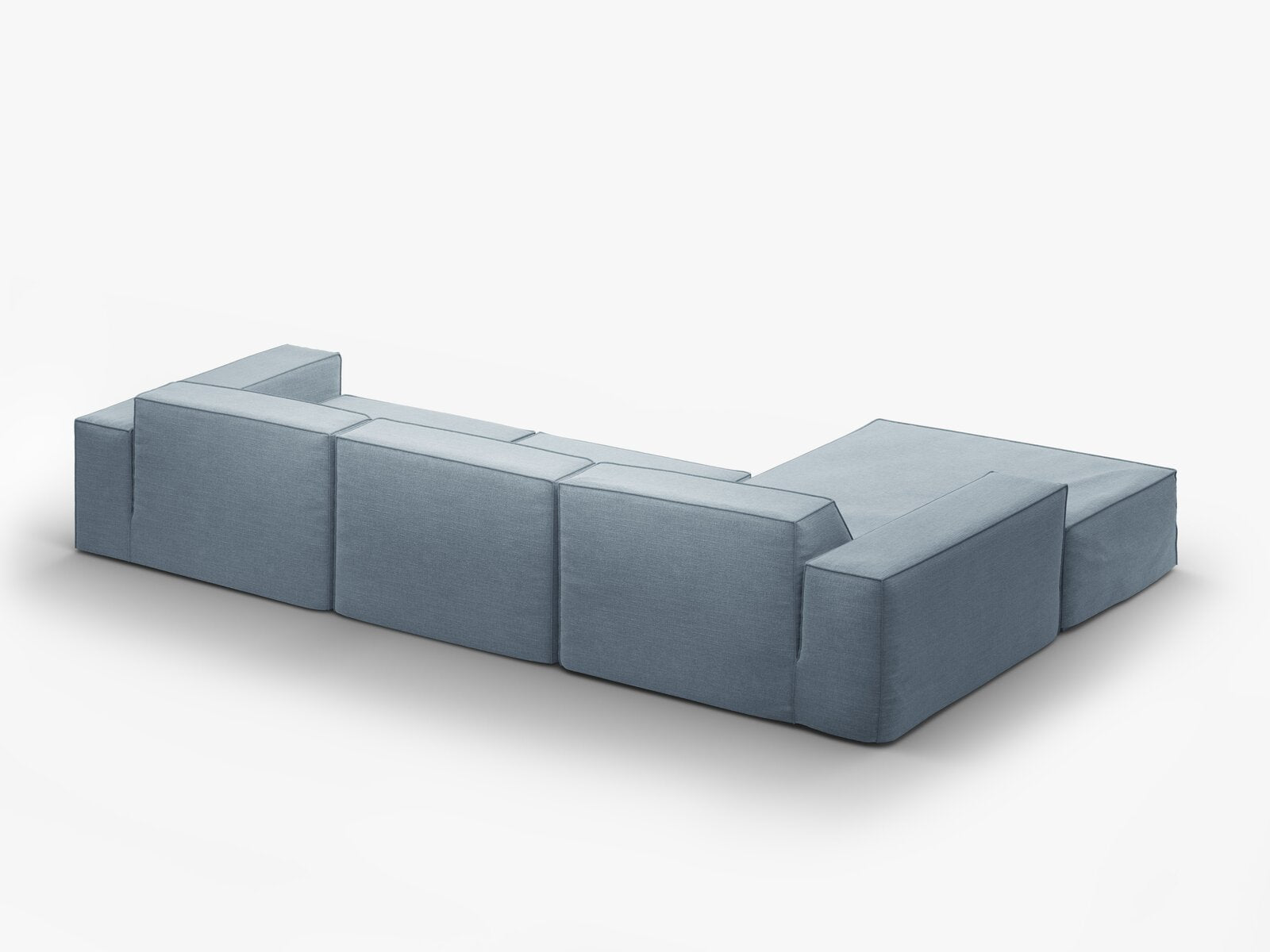 Micadoni Ecksofa Jodie 4-Sitzer Links Strukturierter Stoff Lins Gedämpftes Blau