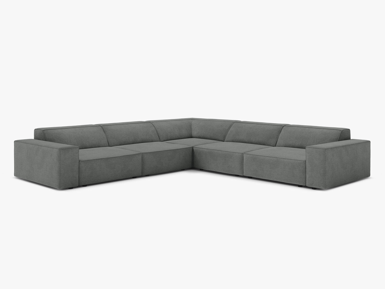 Micadoni Symmetrisches Ecksofa Jodie 6-Sitzer Strukturierter Stoff Liberty Grau