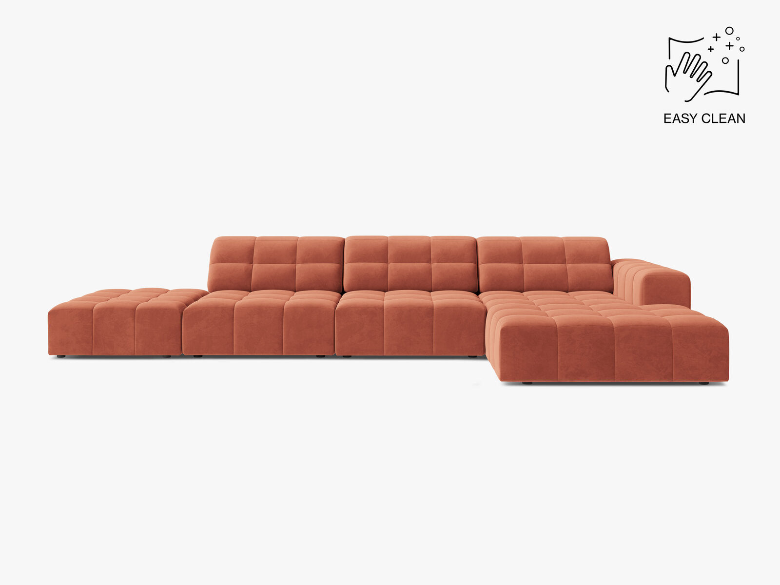 Micadoni Ecksofa Jennifer 5-Sitzer Rechts Samt Venus Koralle