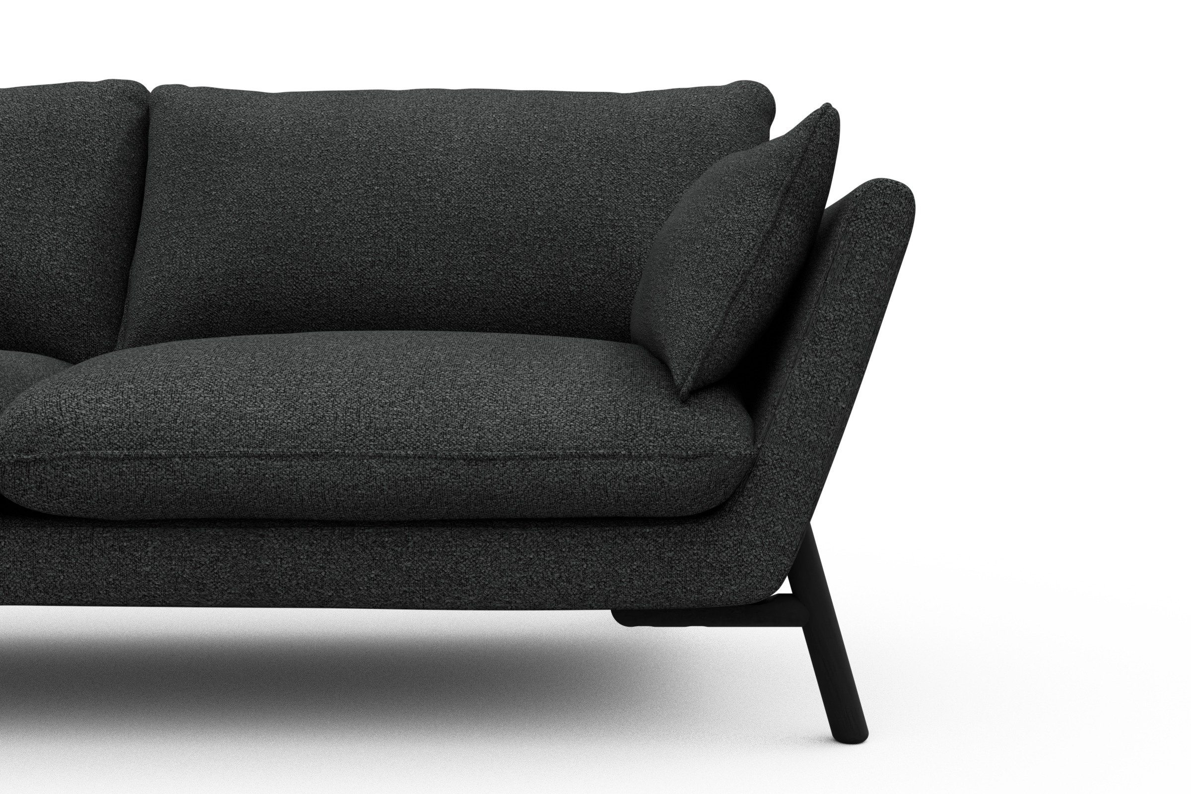 Sofa Emil 2-Sitzer Beinfarbe Eiche Schwarz Boucle-Charcoal