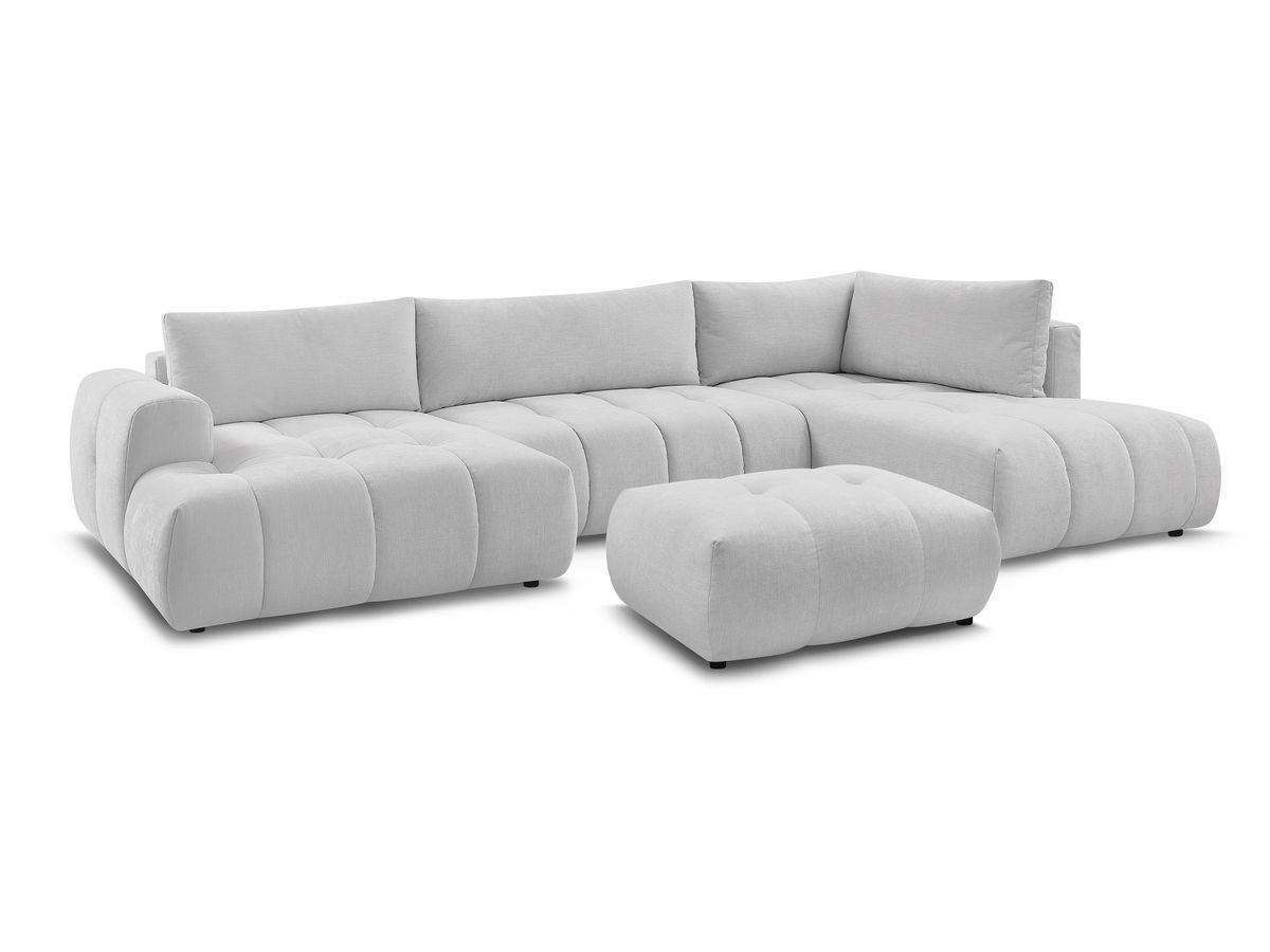 Bobochic Fuji Wohnlandschaft mit Pouf Stoff Hellgrau Ecke links