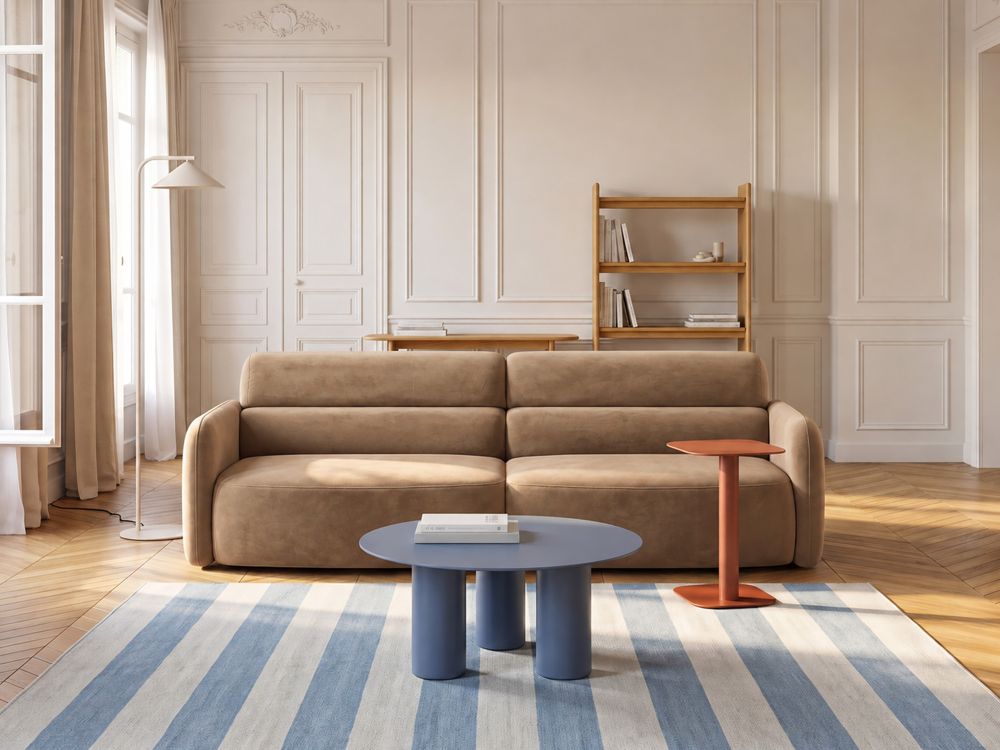 Cosmopolitan Design Sofa Malmo 3-Sitzer Samt Bluvel Beige