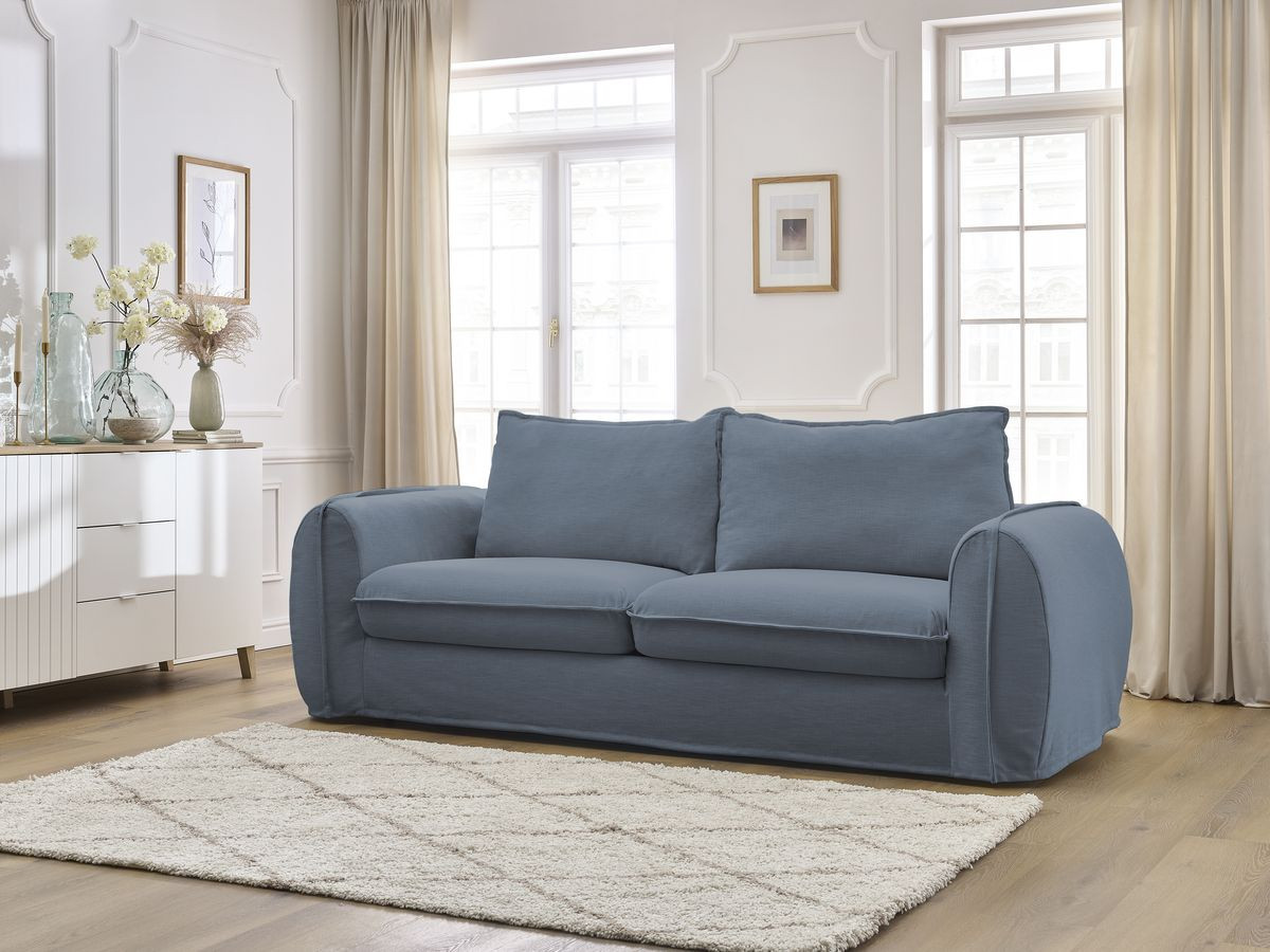 Bobochic Archimede Schlafsofa 3-Sitzer Stoff Dunkelblau, Liegefläche 140 × 194 cm