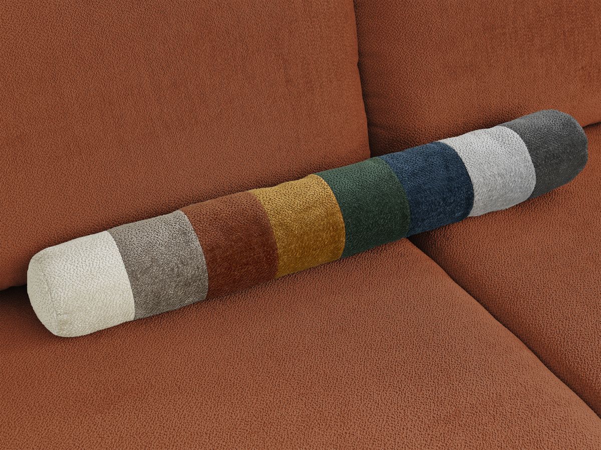 Bobochic Lucien Ecksofa mit Schlaffunktion und Bettkasten und Pouf 314 × 167 cm Stoff Orange Ecke rechts