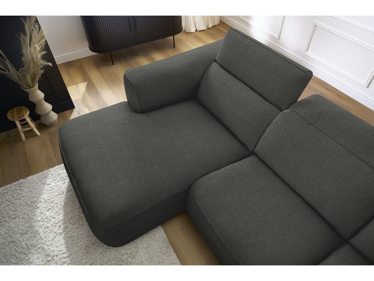 Bobochic William Ecksofa Melange-Stoff Dunkelgrau Ecke links