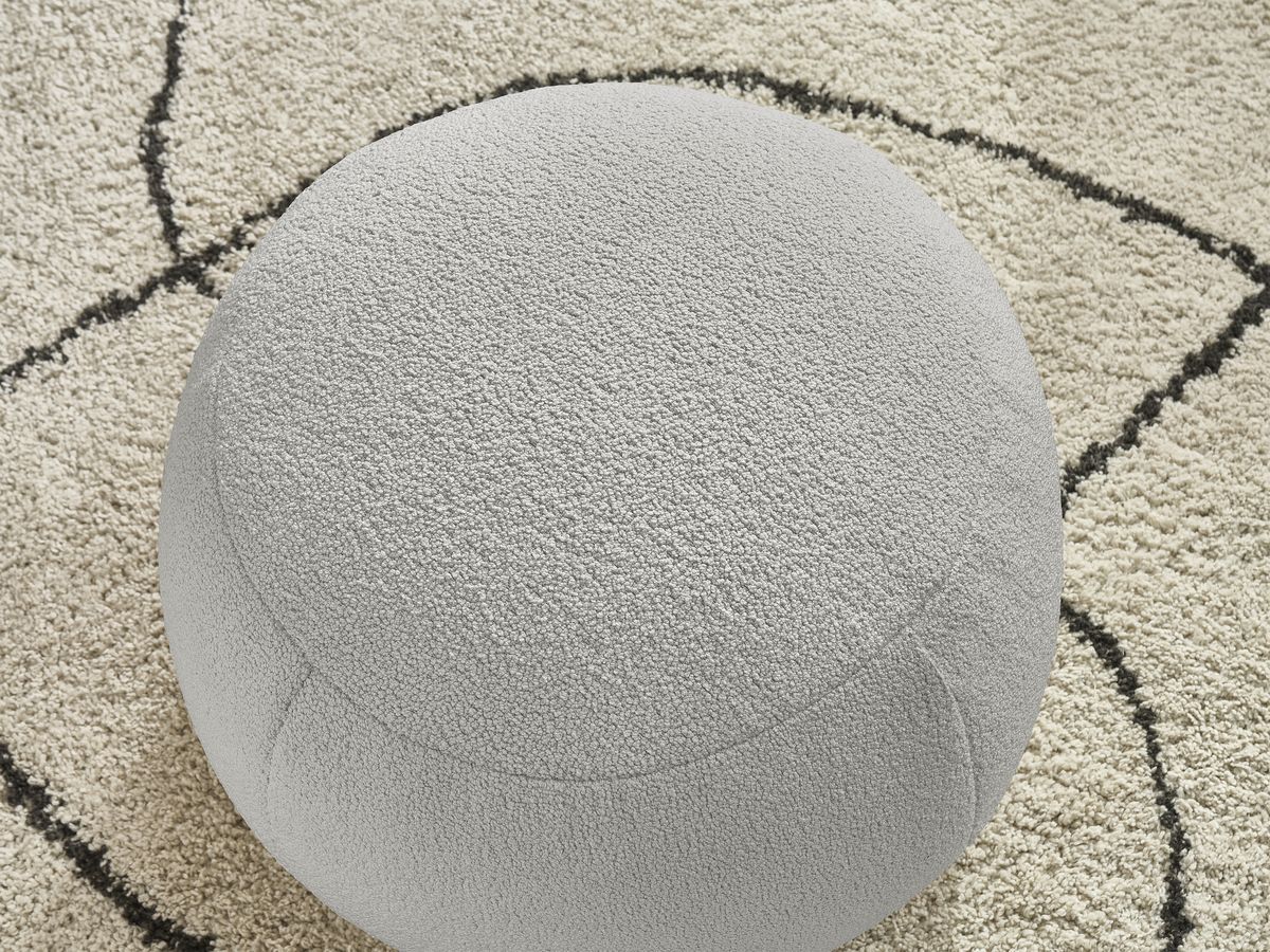 Bobochic Hayden Pouf, rund Bouclé-Stoff Hellgrau, 60 cm
