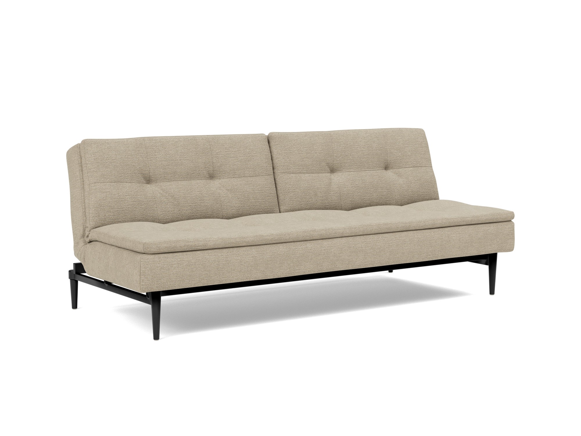Schlafsofa Dublexo Strukturierter Stoff Taura 356-Sand Beine Styletto Eiche schwarz