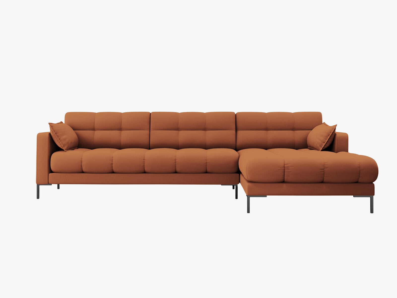 Micadoni Ecksofa Mamaia 5-Sitzer Rechts Strukturierter Stoff Neve Ziegel schwarze Beine