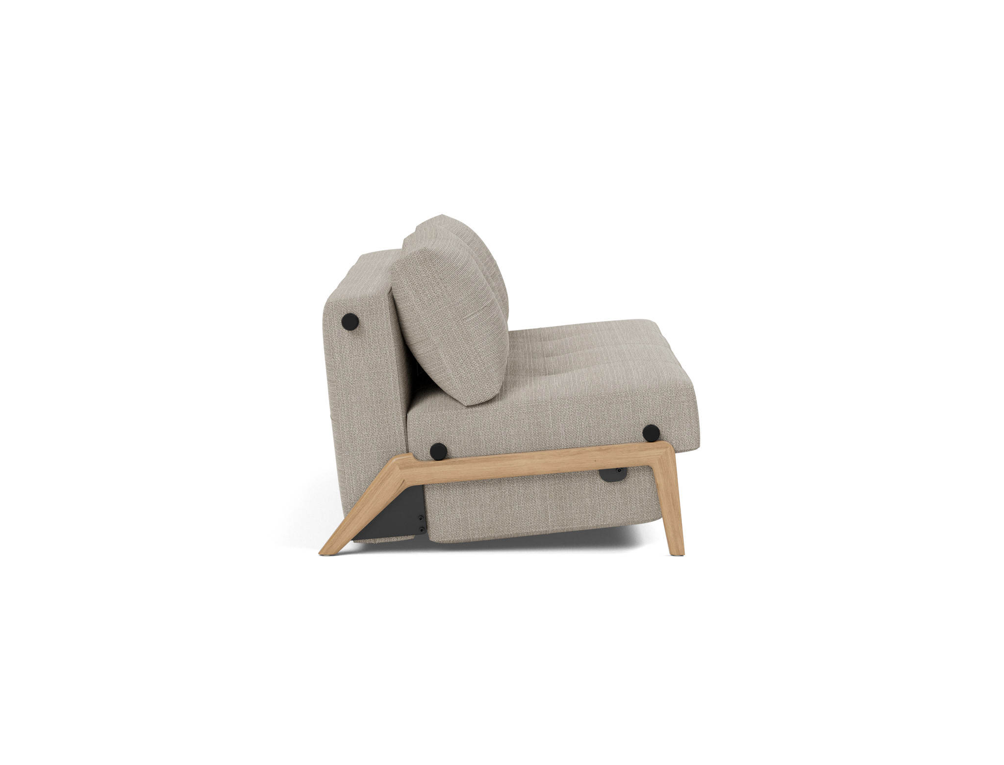 Schlafsofa Cubed 160 Strukturierter Stoff Kenya 579-Gravel Beine Eiche