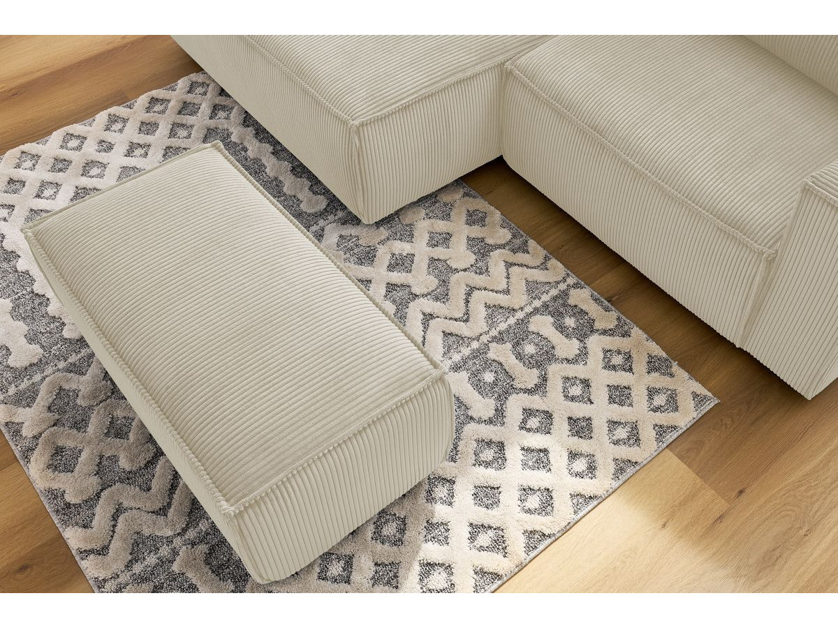 Bobochic Nihad Ecksofa mit Pouf Cordsamt Beige Ecke links