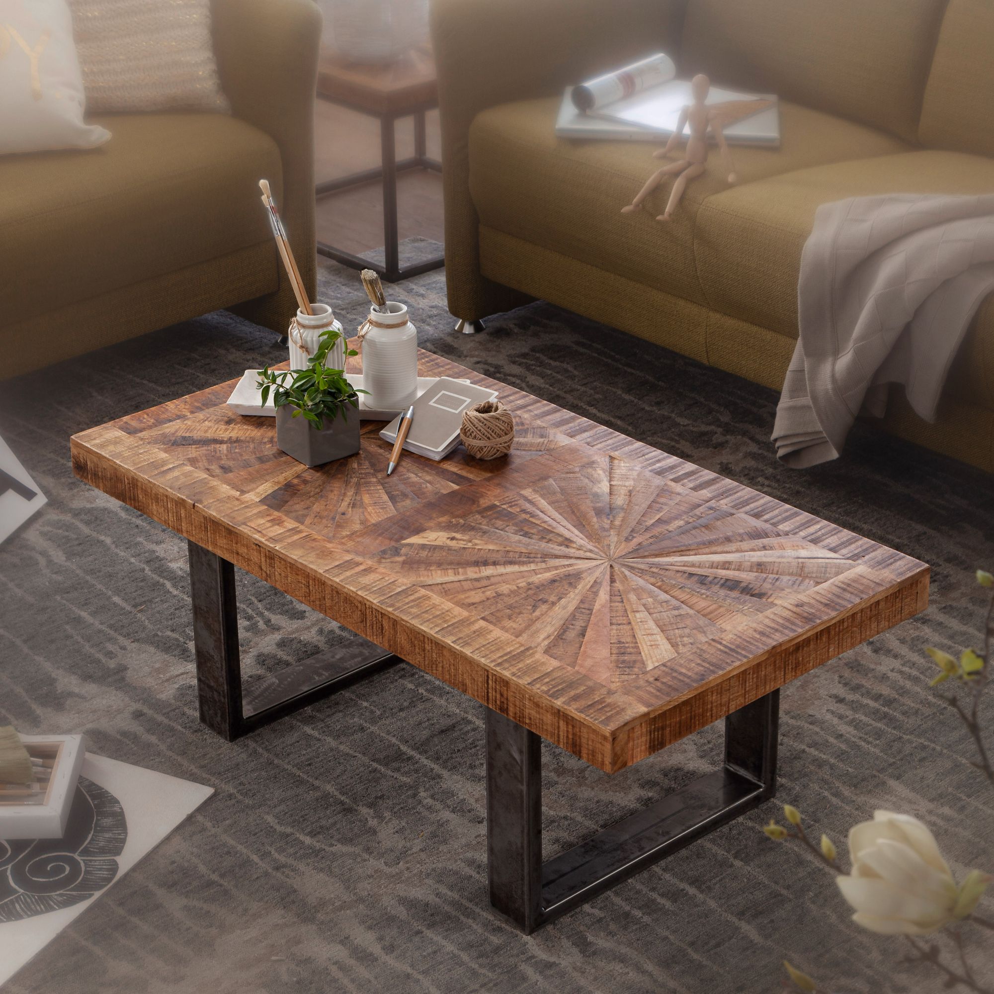 Couchtisch Vestby Massivholz Braun 105 × 55 × 40 cm
