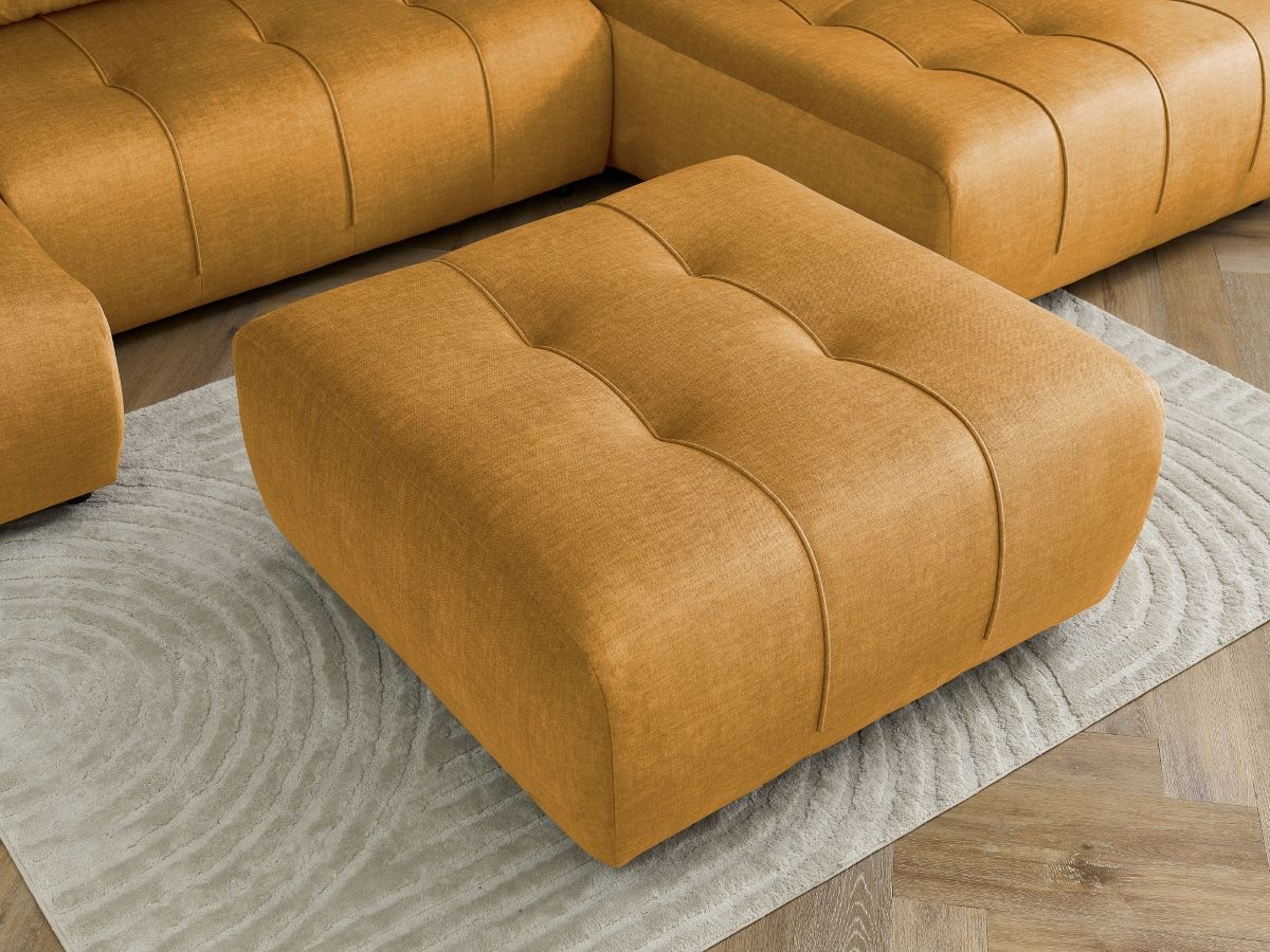 Bobochic Arsene Wohnlandschaft mit Pouf Samt Gelb Ecke links