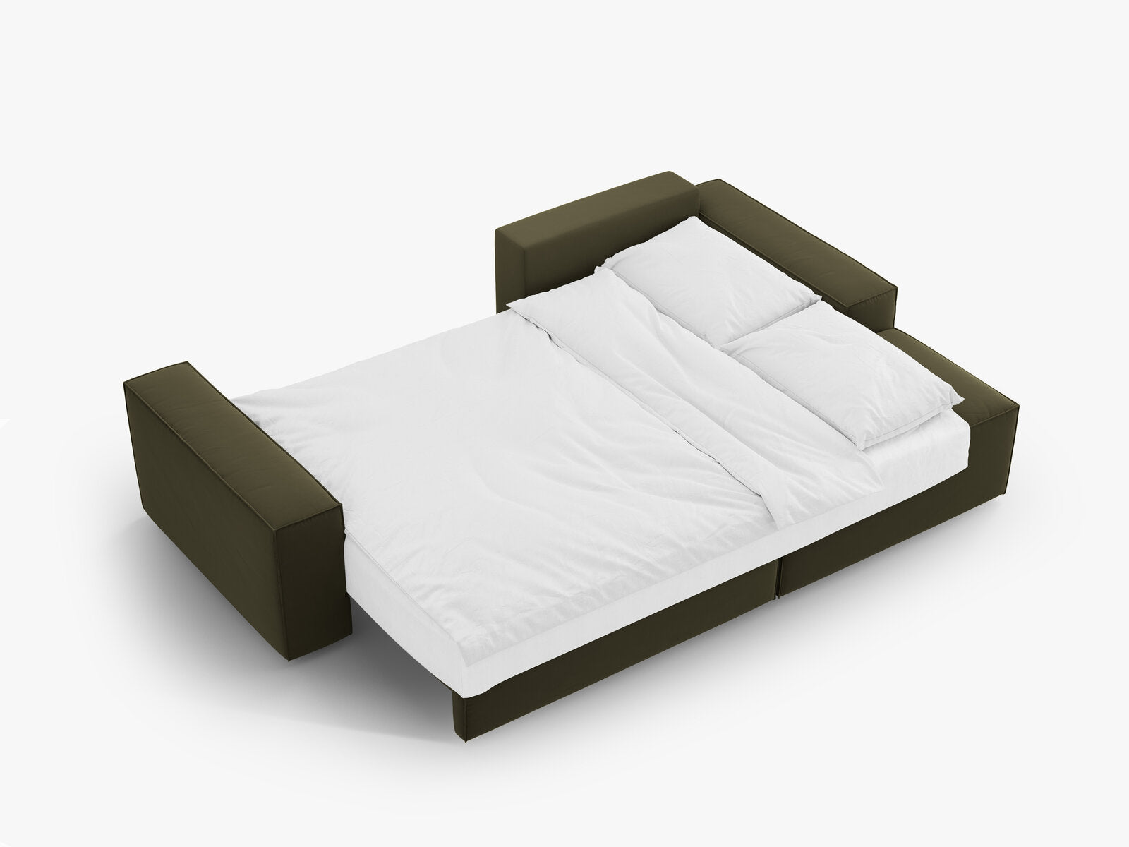 Micadoni Schlaf-Ecksofa Jodie 3-Sitzer Rechts Samt Grün