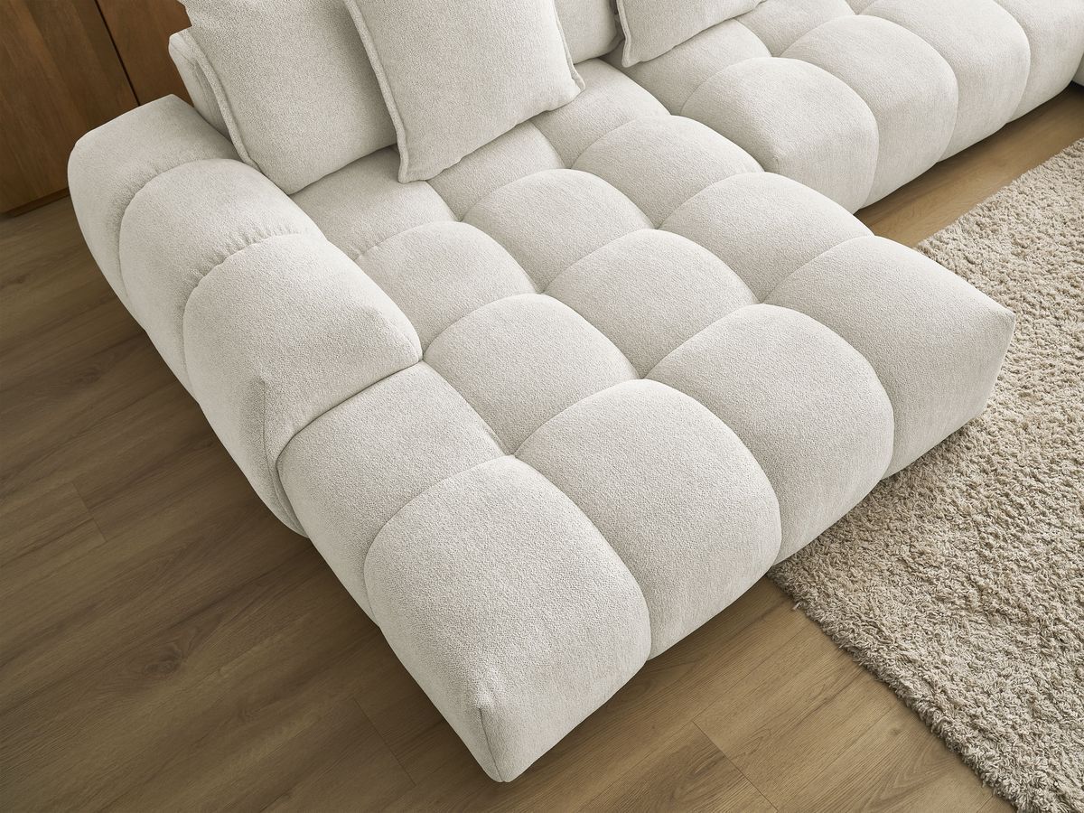 Bobochic Everest Wohnlandschaft, 14 Kissen Melange-Stoff Weiß Ecke links