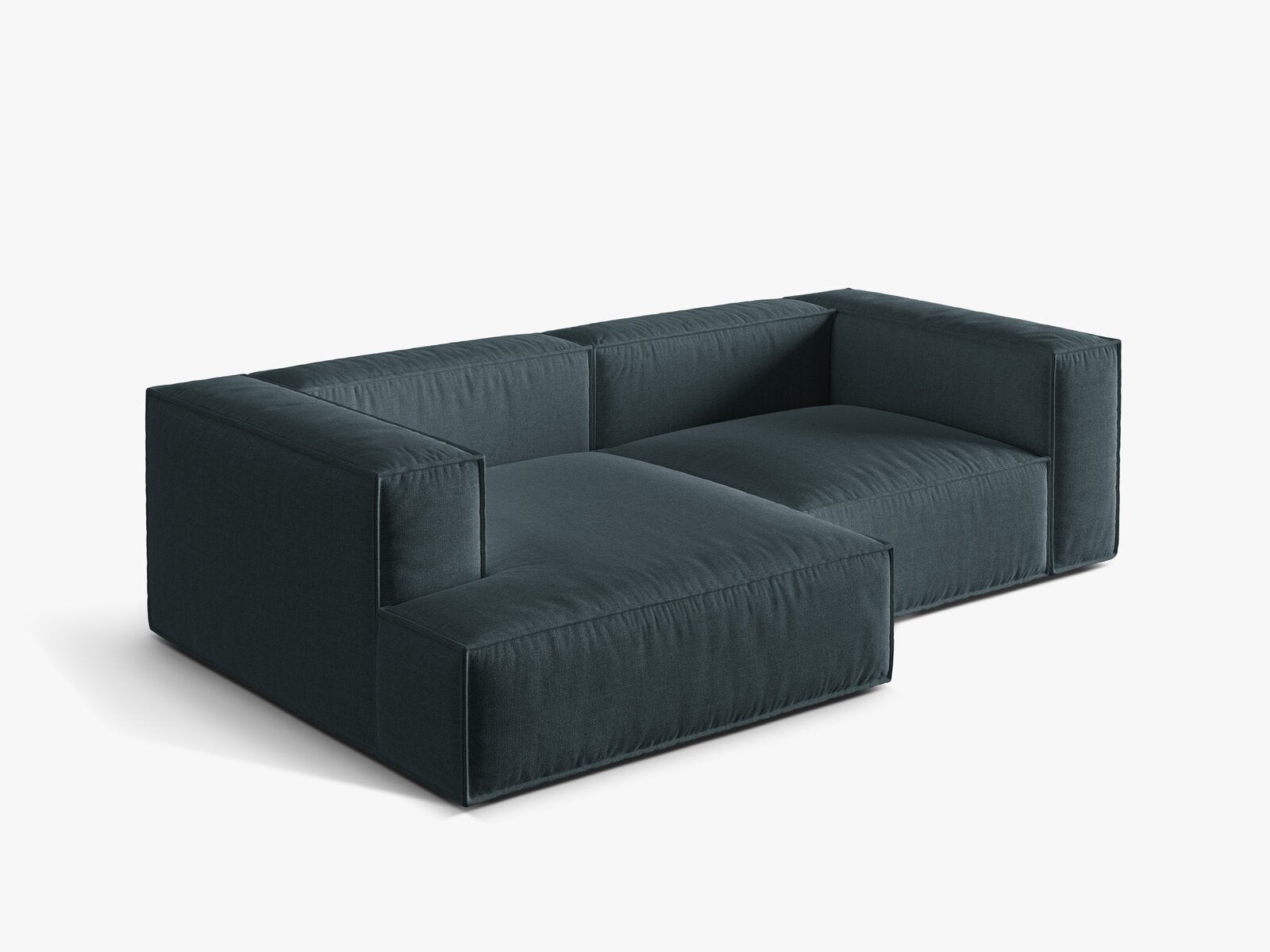 Micadoni Ecksofa Nuria 3-Sitzer Links Strukturierter Stoff Dunkel Petrol