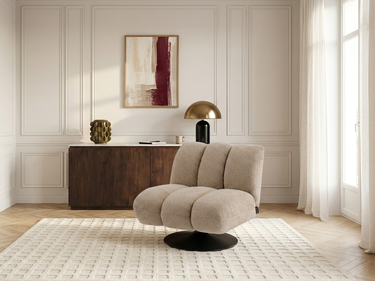 Bobochic Janissaire Sessel 79 × 89 cm Bouclé-Stoff Beige
