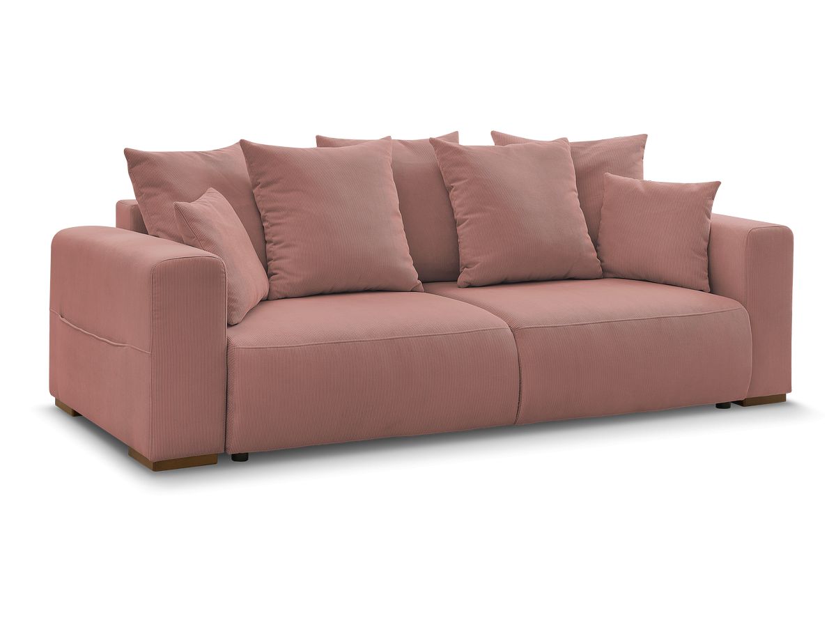 Bobochic Sidonie Schlafsofa 3-Sitzer mit Bettkasten Cordsamt Rosa