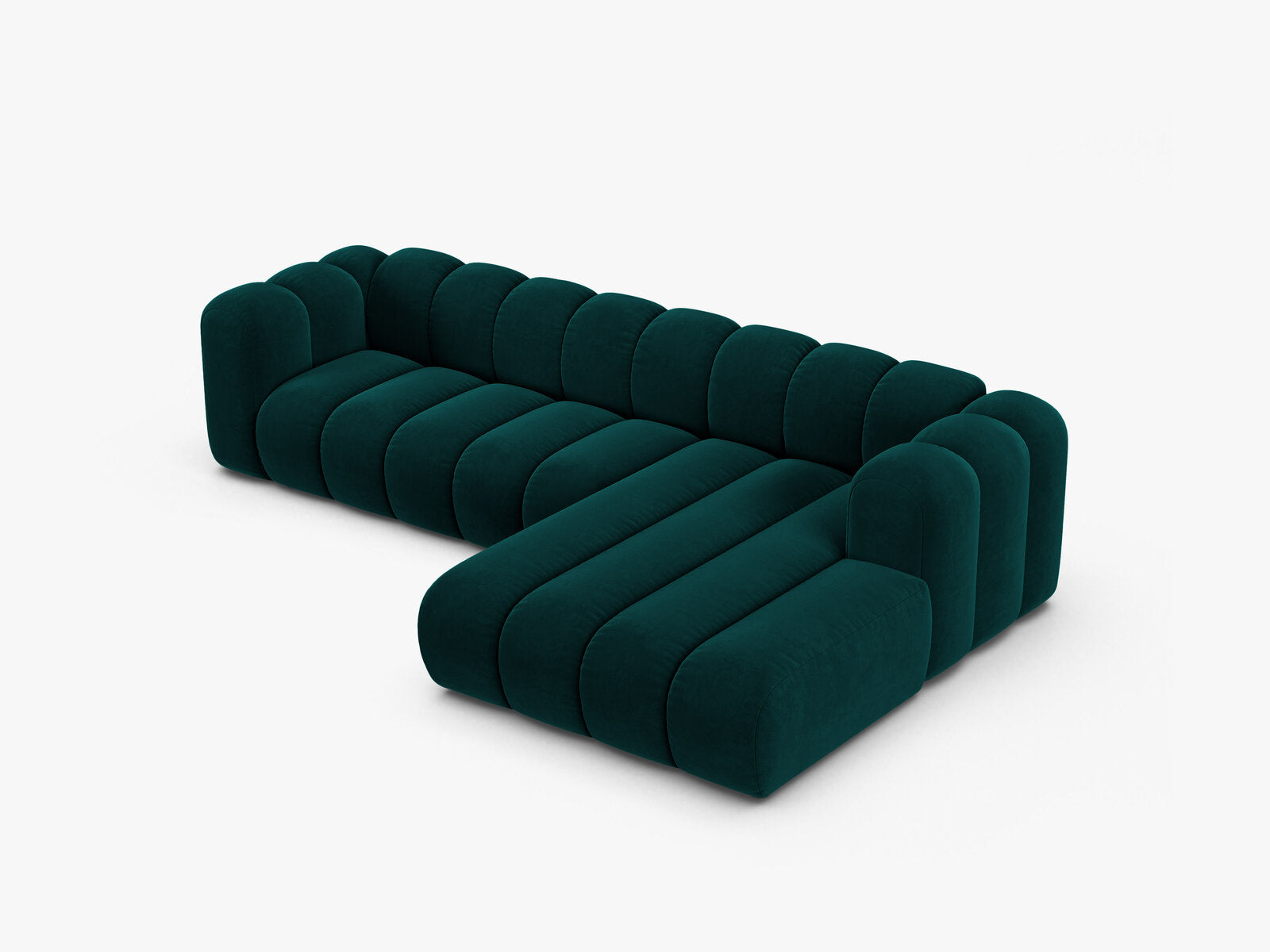 Micadoni Modulares Ecksofa Lupine 4-Sitzer Rechts Samt Venus Dunkel Petrol