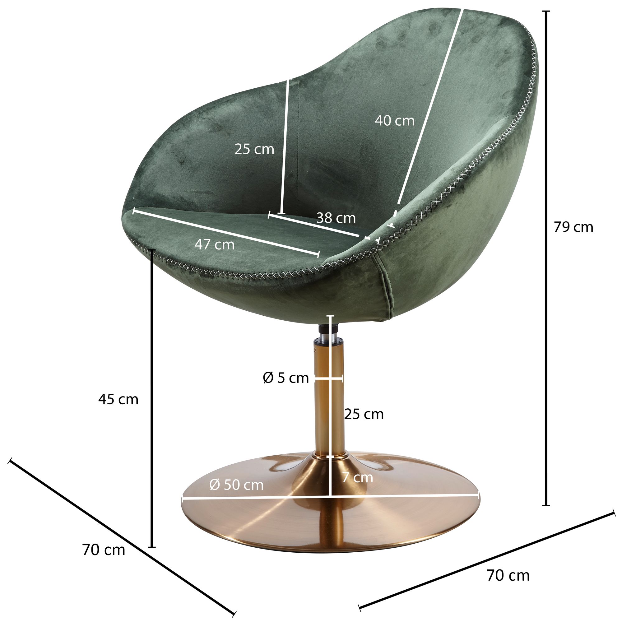 Loungesessel Reine Samt Grün 70 × 70 × 79 cm