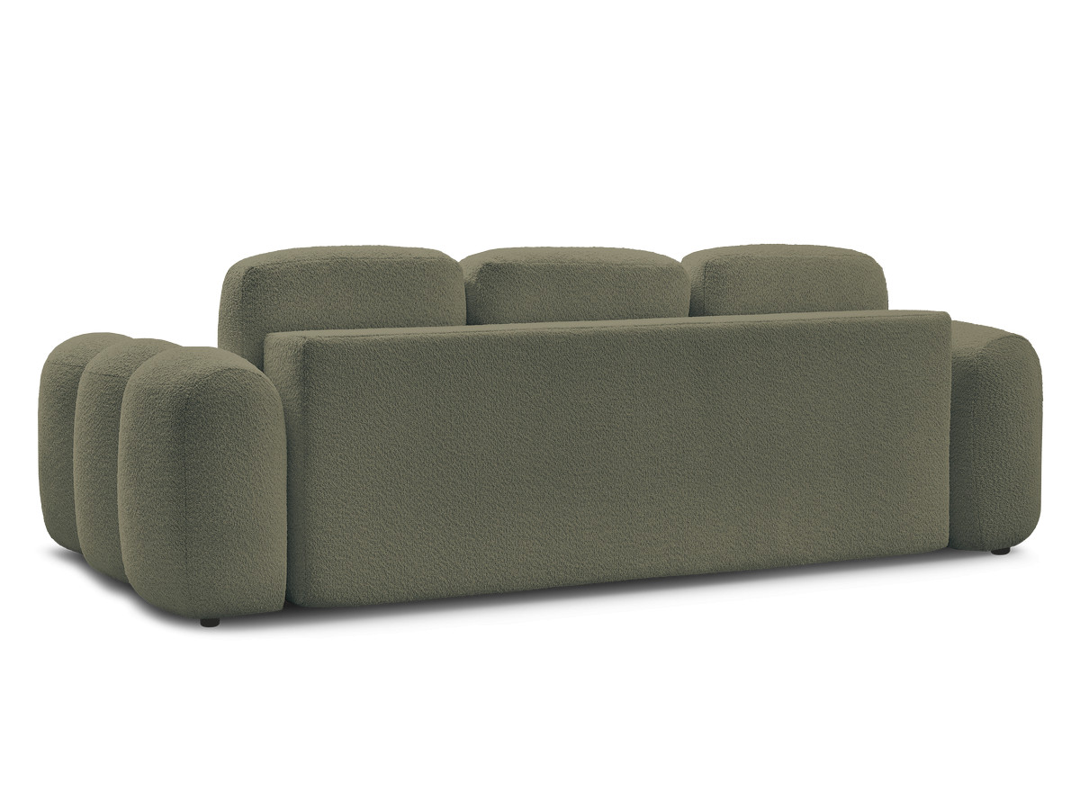 Bobochic Montaigne Schlafsofa 3-Sitzer mit Bettkasten Bouclé-Stoff Grün