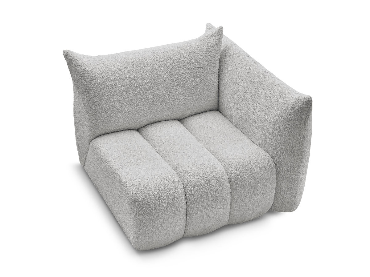 Bobochic Azra Sofamodul 1-Sitzer 117 × 112 cm Bouclé-Stoff Hellgrau Ecke rechts